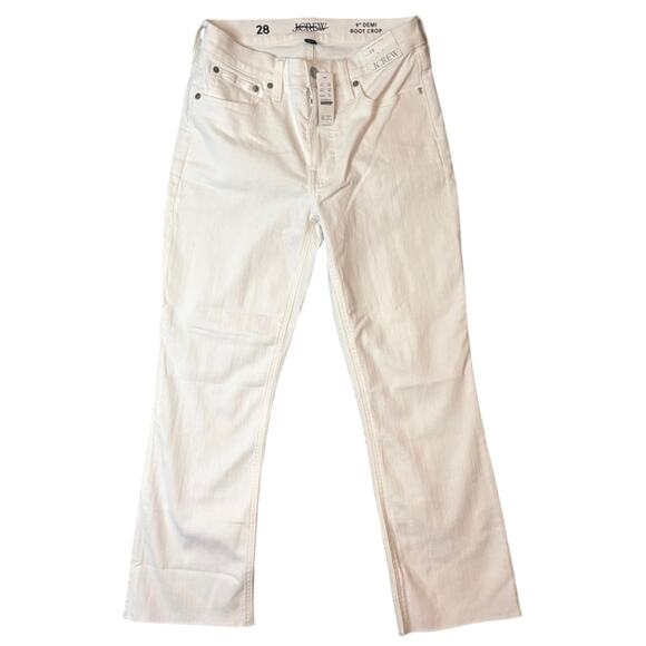 J.Crew White 9" Demi Boot Crop Jeans Size 28 NWT High Rise Raw Hem Denim - Picture 4 of 7